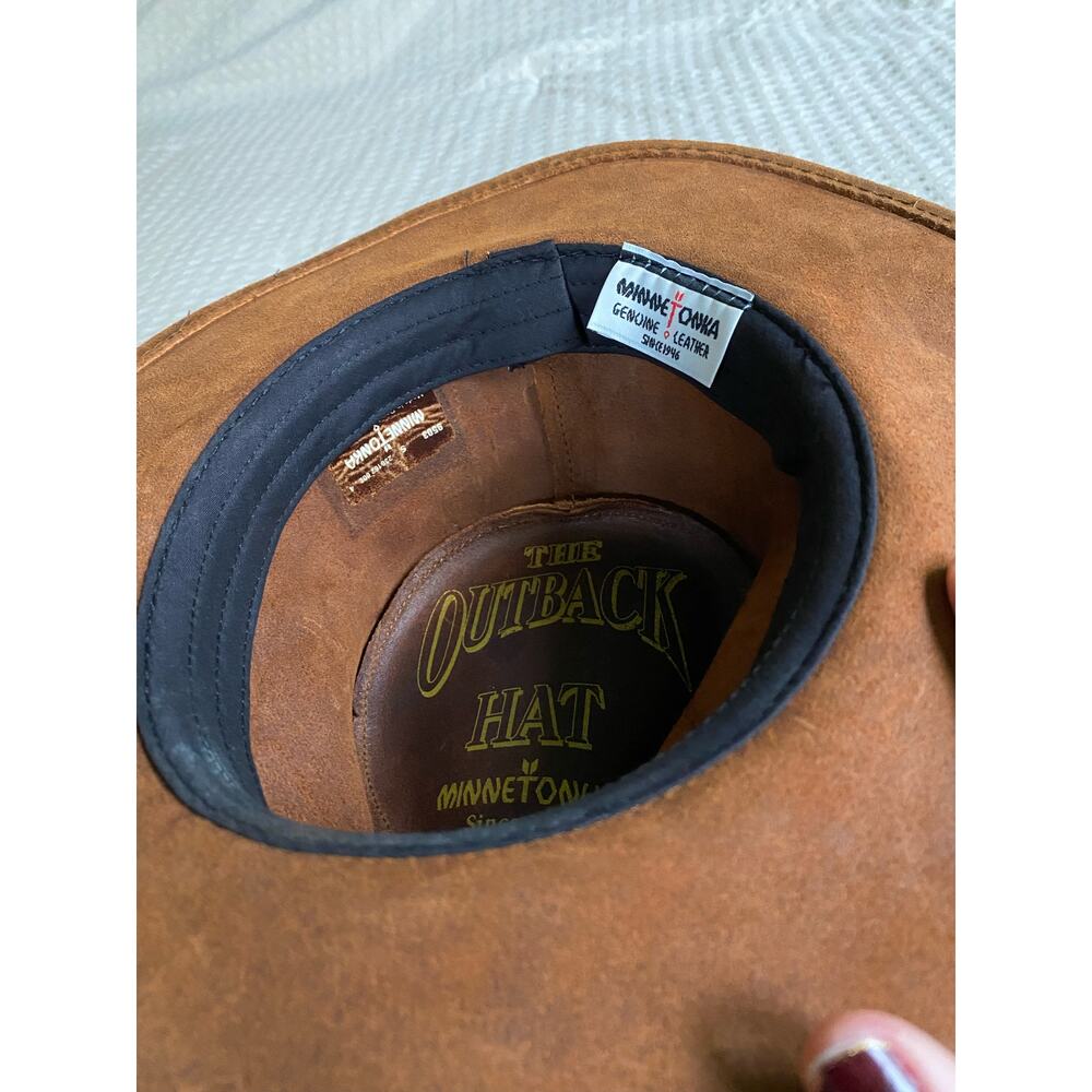 NEW Minnetonka Outback Hat Genuine Leather - Picture 7 of 7